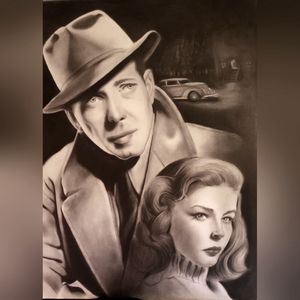 Inmates sketch of Bogart and Bacall